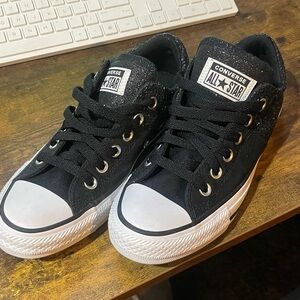 All star converse sneakers black glitter size 6.5